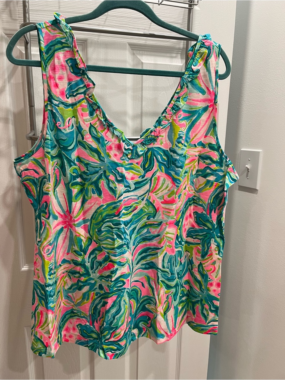 Lilly Pulitzer Gigi Ruffle top One in a melon XXL
